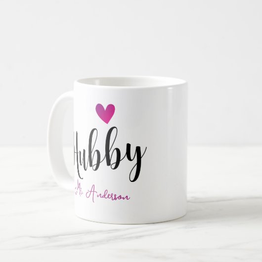 Hubby Naam en Datum Bruiloft Jubileum Koffiemok (Voorkant links)