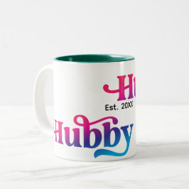 Hubby Paar Trouwen Jubileum Custom Kleurrijk Tweekleurige Koffiemok