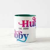 Hubby Paar Trouwen Jubileum Custom Kleurrijk Tweekleurige Koffiemok (Center)