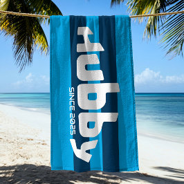 Hubby Pas getrouwd Groom Aqua & Navy Blue Beach Ha Strandlaken