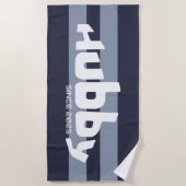 Hubby Pas getrouwd Groom Blauw & Wit Strandlaken (Voorkant)