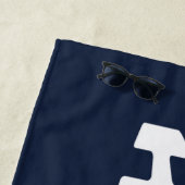 Hubby Pas getrouwd Groom Navy Blauw & Wit Strandlaken (In situ)