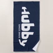 Hubby Pas getrouwd Groom Navy Blauw & Wit Strandlaken (Voorkant)