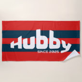 Hubby Pas getrouwd Groom Red & Navy Stripe Strandl Strandlaken (Voorkant)