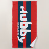 Hubby Pas getrouwd Groom Red & Navy Stripe Strandl Strandlaken (Voorkant)