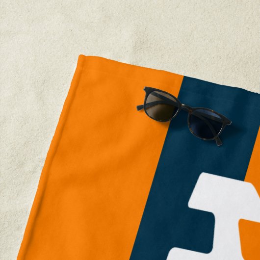 Hubby Pas getrouwd Groom Sinaasappel & Navy Strand Strandlaken (In situ)