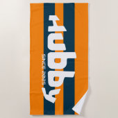 Hubby Pas getrouwd Groom Sinaasappel & Navy Strand Strandlaken (Voorkant)