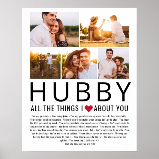 Hubby Photo Collage Dingen waar we van houden Poster (Voorkant)