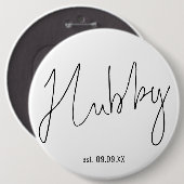 Hubby Script Date Pre Weddenschap Gift Box Item Ronde Button 6,0 Cm (Voorkant /achterkant)