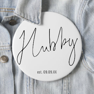 Hubby Script Date Pre Weddenschap Gift Box Item Ronde Button 6,0 Cm