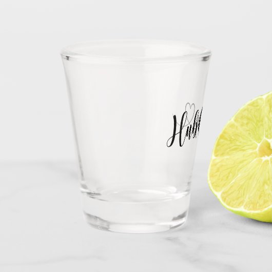 Hubby typografie met een hart shot glas (Links)