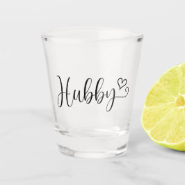 Hubby typografie met een hart shot glas