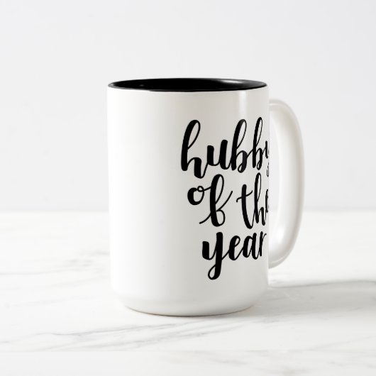 Hubby van het Jaar Tweekleurige Koffiemok (Voorkant rechts)