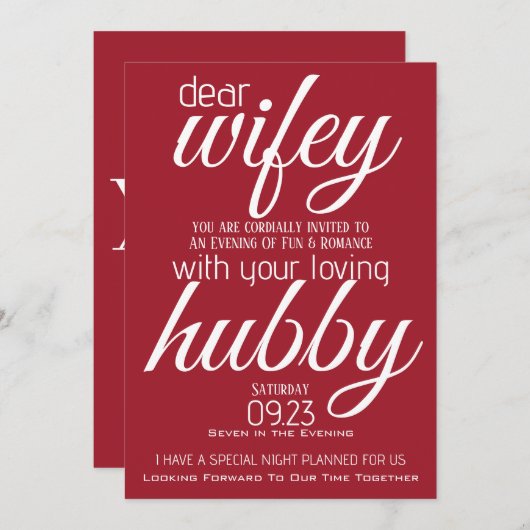 Hubby vraagt Wifey Out Kaart (Voorkant / Achterkant)