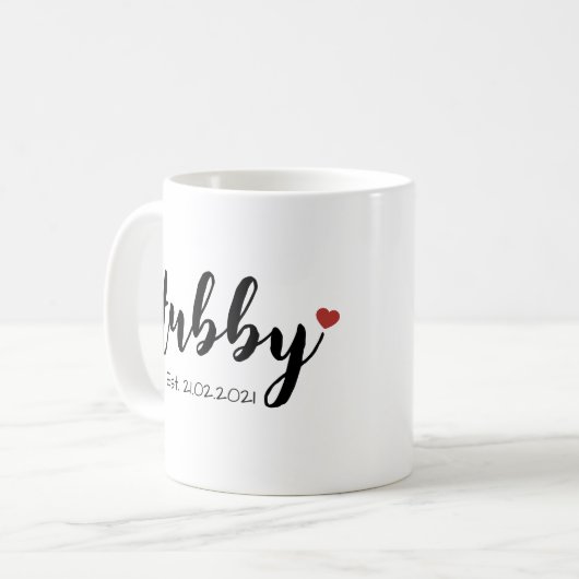 Hubby & Wifey Couple Mok (Personaliseer Hubby) (Voorkant links)