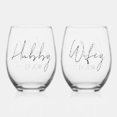 Hubby Wifey Gepersonaliseerd Vastgesteld Jaar Wijnglas Zonder Voet (Achterkant)