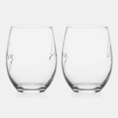 Hubby Wifey Gepersonaliseerd Vastgesteld Jaar Wijnglas Zonder Voet (Links)