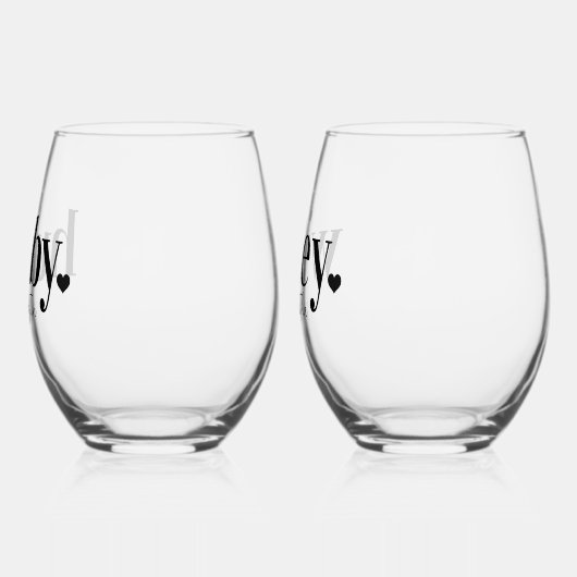 Hubby & Wifey | Gepersonaliseerde naam Passen getr Wijnglas Zonder Voet (Links)