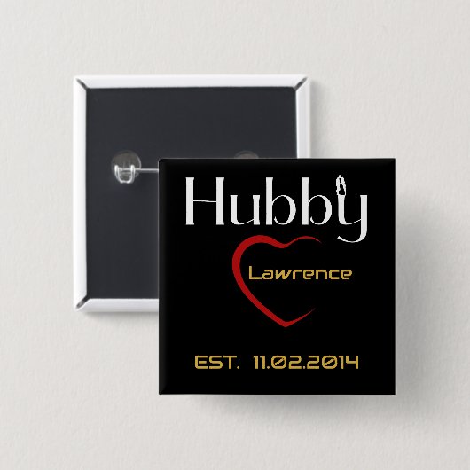 Hubby Wifey huwelijksverjaardag cadeau Vierkante Button 5,1 Cm (Voorkant /achterkant)