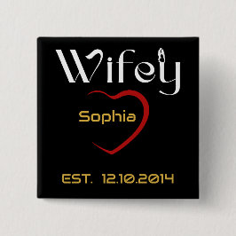Hubby Wifey huwelijksverjaardag cadeau Vierkante Button 5,1 Cm