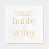 Hubby Wifey Monogrammed Wedding Folie Servetten (Voorkant)