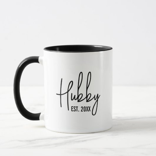 Hubby & Wifey op maat gevestigde jaar koffie mok (Links)