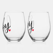Hubby Wifey Paar Typografie Design Custom Wijnglas Zonder Voet (Links)