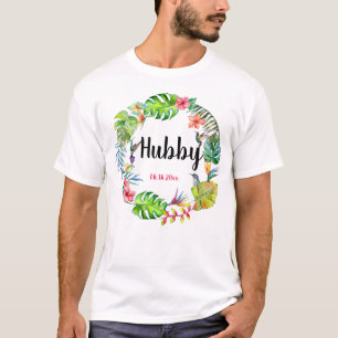 Hubby Wifey Tropical Hawaiian Passen getrouwd T-shirt