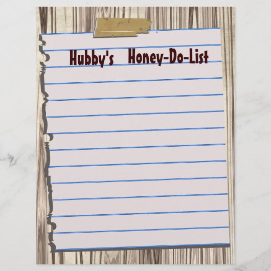 Hubby's Honey-Do-List Letterhead Stationery (Voorkant)