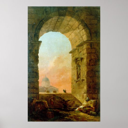 Hubert Robert Landscape met een Arch St. Peter's Poster (Voorkant)