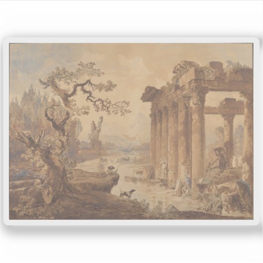 Hubert Robert - Landschap met ruïnes Sticker (Voorkant)