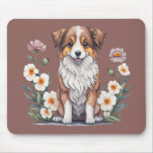 Hübscher Collie umringt von Blumen - Muismat (Voorkant)