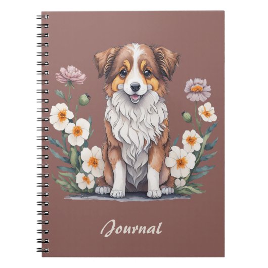 Hübscher Collie umringt von Blumen - Notitieboek (Voorkant)