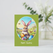 Hübscher Osterhase in Landschaft - Briefkaart (Staand voorkant)