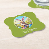 Hübscher Osterhase in Landschaft - Kartonnen Onderzetters (Gekanteld)