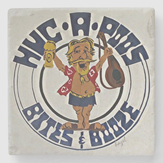 Huc-A-Poos Tybee Marble Stone Onderzetter. Stenen Onderzetter (Voorkant)