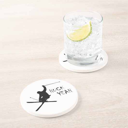 Huck Ja (kiing) Zandsteen Onderzetter (Zijkant)