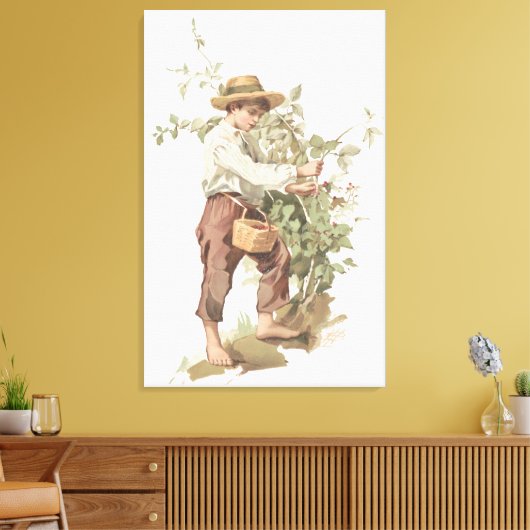 Huckleberry Finn die Berries schoppen Lithograaf Canvas Afdruk (Insitu (Woonkamer))