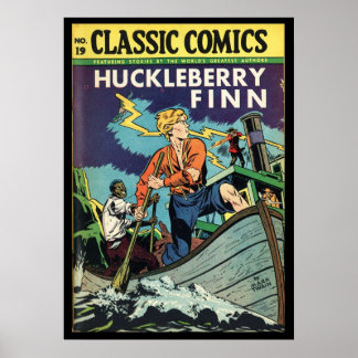 Huckleberry Finn Mark Twain Comic Book Hoesje Poster
