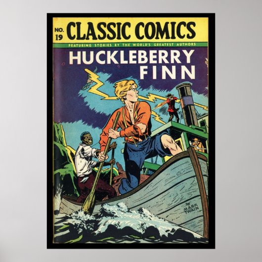 Huckleberry Finn Mark Twain Comic Book Hoesje Poster (Voorkant)