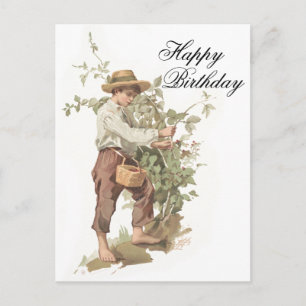 Huckleberry Finn Picking Berries Birthday Briefkaart