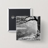 Huckleberry & Tom Vierkante Button 5,1 Cm (Voorkant /achterkant)