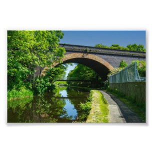 Huddersfield Broad Canal en Whitacre Mill Viaduct Foto Afdruk