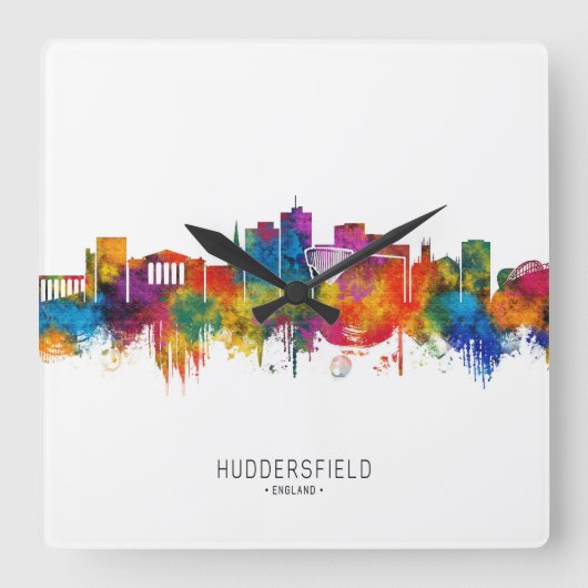 Huddersfield Engeland Skyline Vierkante Klok (Voorkant)