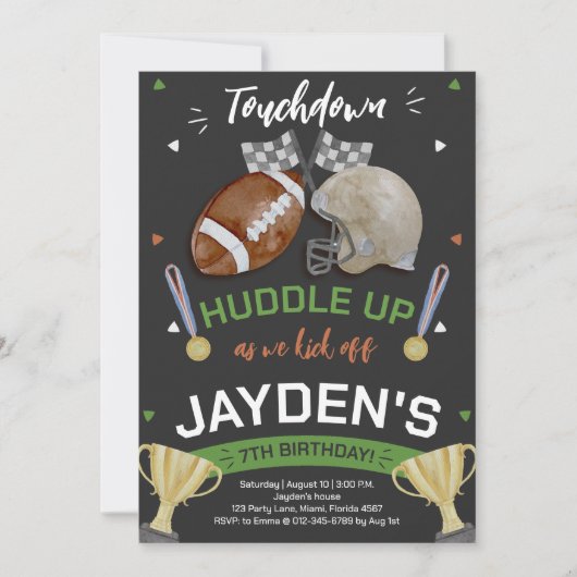 Huddle up als we kick-off Football verjaardag Kaart (Voorkant)