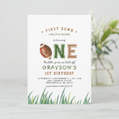 Huddle Up Football 1e verjaardagsfeestje Kaart (Staand voorkant)