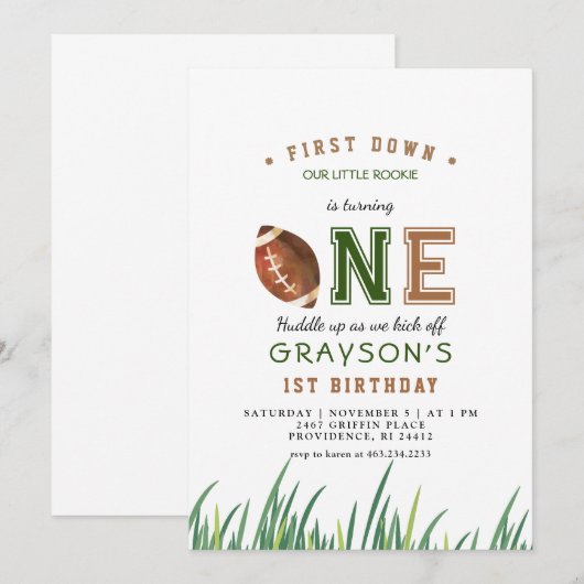 Huddle Up Football 1e verjaardagsfeestje Kaart (Voorkant / Achterkant)