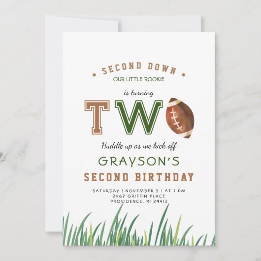 Huddle Up Football 2e verjaardagsfeestje Kaart (Voorkant)