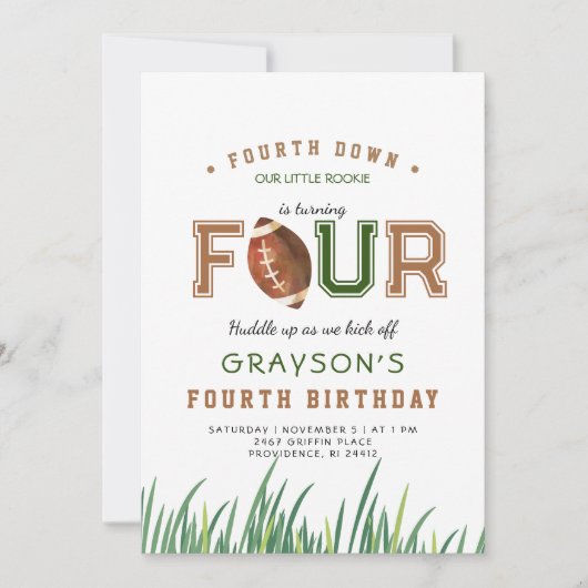 Huddle Up Football 4e verjaardagsfeestje Kaart (Voorkant)