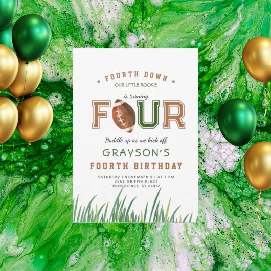 Huddle Up Football 4e verjaardagsfeestje Kaart